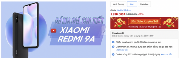 Xiaomi Redmi 9A có mức giá hấp dẫn