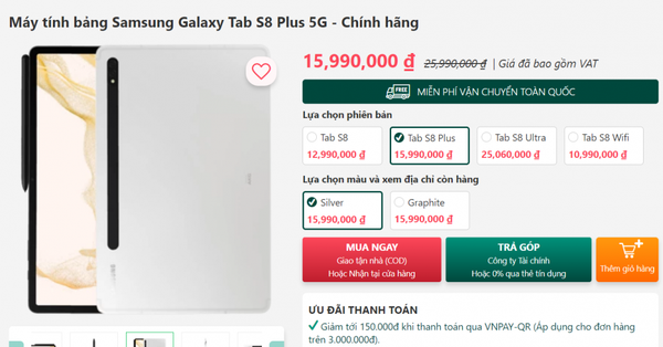 Samsung Galaxy Tab S8 Plus giảm cực sâu: Hiệu năng tầm cỡ hàng đầu