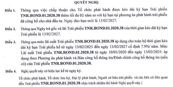 Điện Mặt Trời Trung Nam công bố kế hoạch mua lại trái phiếu trước hạn