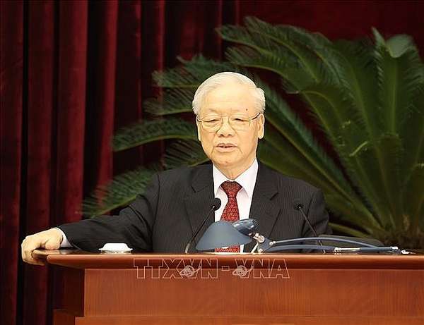 Tổng Bí thư Nguyễn Phú Trọng phát biểu bế mạc Hội nghị. Ảnh: Trí Dũng/TTXVN
