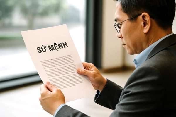 Một nhà đầu tư đang cẩn trọng soi lại lời tuyên bố “sứ mệnh” trong cáo bạch tài chính để tìm xem đâu là chiến lược thật sự.