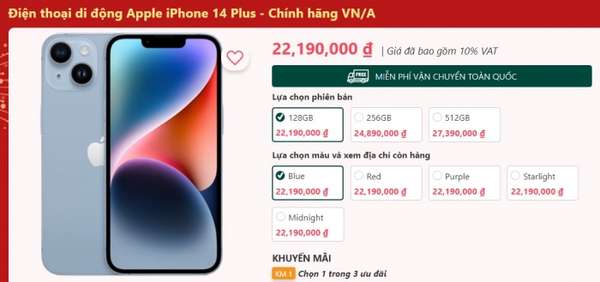 Giá iPhone 14 Plus mới nhất ngày 18/1: Sale cả chục triệu, hiệu năng chất nhất năm