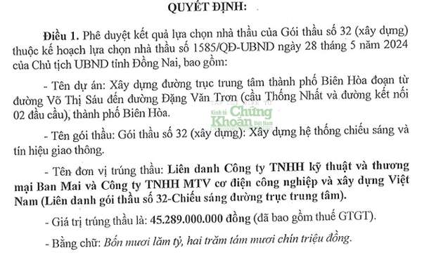 Quyết định do ông Nguyễn Linh, PGĐ Ban QLDA Đầu tư xây dựng công trình giao thông Đồng Nai ký