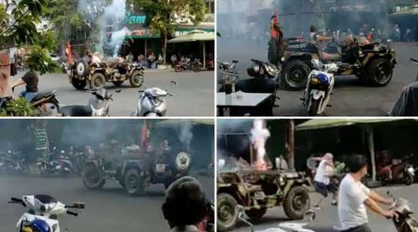 Kiên Giang: Bắt đối tượng đi xe Jeep, đốt pháo, múa võ giữa phố