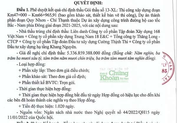 Cường Thịnh Thi nằm trong liên danh được Ban QLDA 85 chỉ định thầu gói xây lắp giá trị lớn