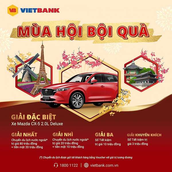 Khách hàng Vietbank có cơ hội trúng xe hơi trị giá hơn 1 tỷ đồng