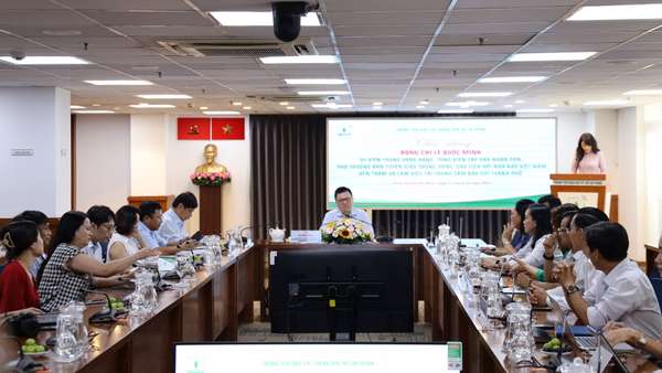 Toàn cảnh buổi làm việc của đoàn công tác Hội nhà báo Việt Nam với tại Trung tâm Báo chí TPHCM