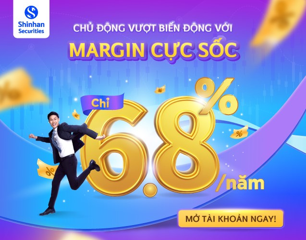 Chứng khoán Shinhan Việt Nam ra mắt combo ưu đãi với lãi vay margin chỉ 6,8%
