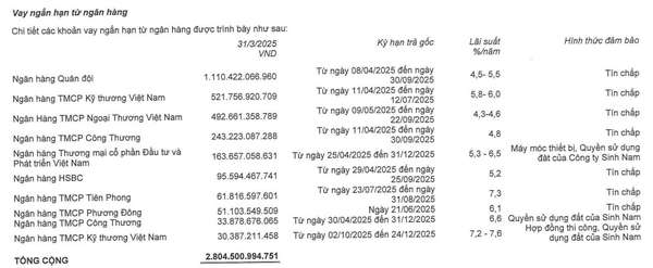 Phần lớn nợ vay ngắn hạn tại các ngân hàng của Coteccons là những hợp đồng tín chấp