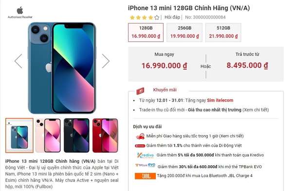 Giá iPhone 13 Mini mới nhất giữa tháng 3: Có gì khiến các fan chi tiền mạnh bạo?