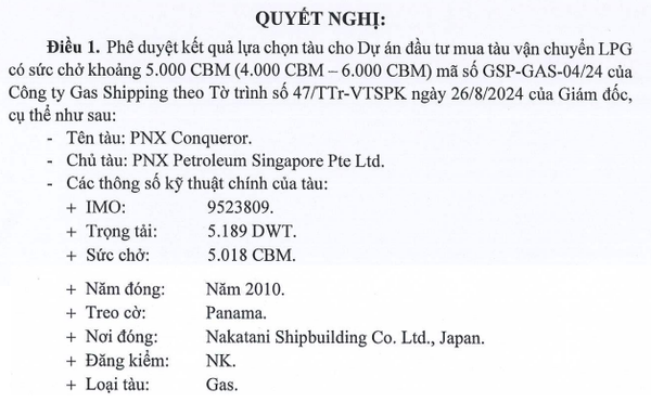 GSP chốt mua tàu 12 triệu USD, 6 tháng hoàn thành 71% kế hoạch lợi nhuận năm