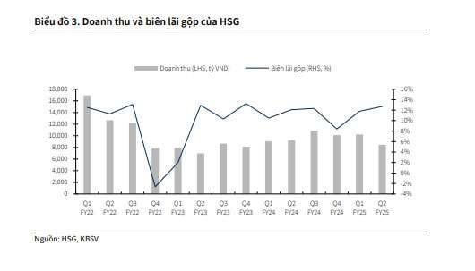 Doanh thu theo quý của HSG