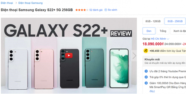 Samsung Galaxy S22 Plus tiếp tục 