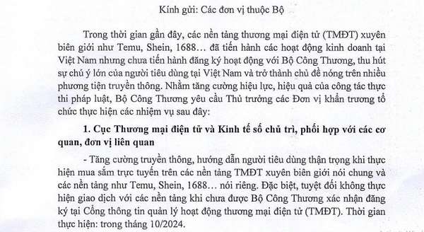 Bộ Công Thương yêu cầu các cơ quan liên quan triển khai đồng loạt biện pháp nhằm giám sát, kiểm soát và nâng cao nhận thức cộng đồng về mua sắm trên các nền tảng này