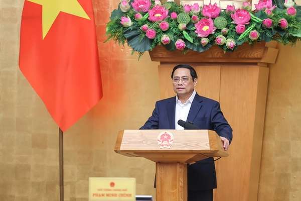 Thủ tướng Phạm Minh Chính phát biểu tại phiên họp Chính phủ thường kỳ tháng 4/2023 - Ảnh: VGP