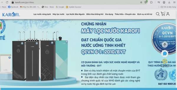 Quảng cáo máy lọc nước đạt QCVN 6-1:2010/BYT, Karofi có đang lừa dối người tiêu dùng?