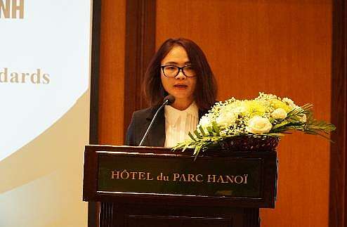 Bà Nguyễn Thị Thu Thuỷ - Pho Vụ trưởng Vụ Hợp tác quốc tế - UBCKNN phát biểu khai mạc Hội thảo,