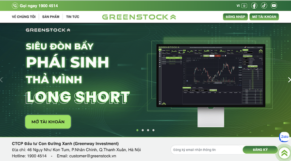 Website Greenstock.vn vừa bị UBCKNN cảnh báo. Ảnh chụp màn hình.