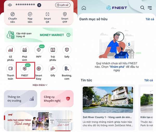 Fnest trên ứng dụng của Công ty Chứng khoán VPS.