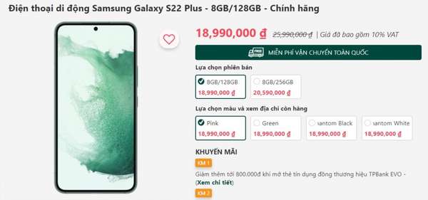 Samsung Galaxy S22 Plus sale sâu đến hơn nửa giá: Món quà 