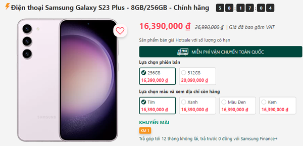 Samsung Galaxy S23 Plus siêu sale chỉ hơn 16 triệu đồng trong những ngày cuối năm 2023