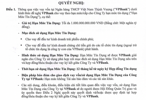 Chứng khoán Tiên Phong (ORS) muốn vay 1.000 tỷ đồng từ VPBank