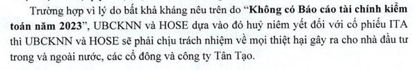 Chuyện ở Tân Tạo lại nóng: UBCKNN và HoSE phải chịu trách nhiệm nếu cổ phiếu ITA bị huỷ niêm yết?