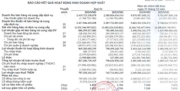 Hóa chất Đức Giang (DGC) báo lãi năm 2024 đạt hơn 3.100 tỷ đồng