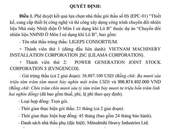 Quyết định vừa được ông Lê Qu Vũ, Phó TGĐ Genco2 ký