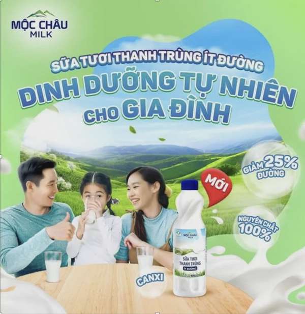 Dòng sữa thanh trùng ít đường mới của Mộc Châu Milk được người tiêu dùng yêu thích