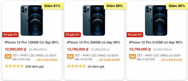 Giá iPhone 12 Pro giảm trên 50% ở tất cả các phiên bản