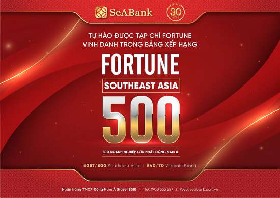 SeABank được Fortune vinh danh trong bảng xếp hạng lần đầu công bố - Fortune Southeast Asia 500