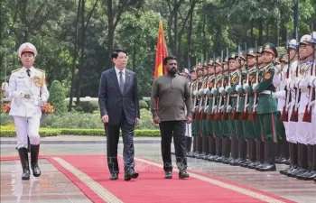 Chủ tịch nước Lương Cường chủ trì lễ đón Tổng thống Sri Lanka