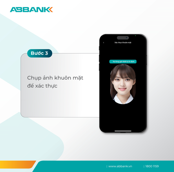 Khách hàng của ABBANK có thể bắt đầu cập nhật thông tin sinh trắc học (khuôn mặt) ngay trên ứng dụng ngân hàng điện tử AB Ditizen 