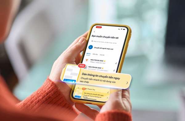Nếu sao chép nội dung trước khi đăng nhập PVConnect, hệ thống sẽ gợi ý việc dán thông tin để khách hàng có thể chuyển tiền ngay