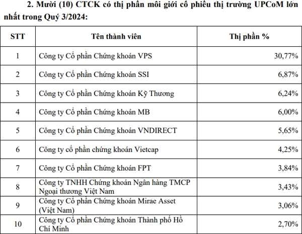 Thị phần môi giới quý 3/2024: VPS tiếp tục dẫn đầu, DNSE gây sốc