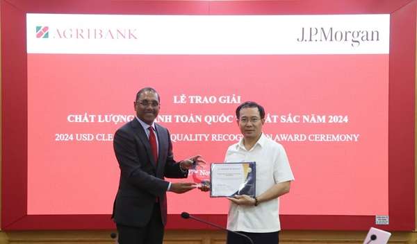 Agribank vinh dự nhận giải thưởng “Chất lượng Thanh toán quốc tế xuất sắc năm 2024” từ JPMorgan