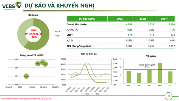 VCBS đưa ra dự báo về tình hình kinh doanh của Nam Việt và mức giá mục tiêu cho cổ phiếu ANV