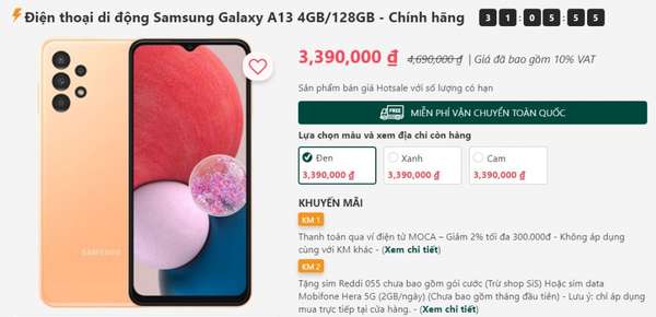 Giá Samsung Galaxy A13 mới nhất tháng 2: Ngậm ngùi lùi về phân khúc 