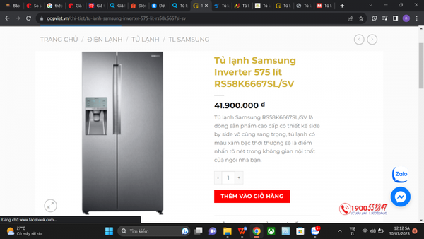 So sánh giá, giá tốt hôm nay 30/7/2023: Tủ lạnh Samsung Inverter 575 lít RS58K6667SL/SV ở đâu giá tốt?