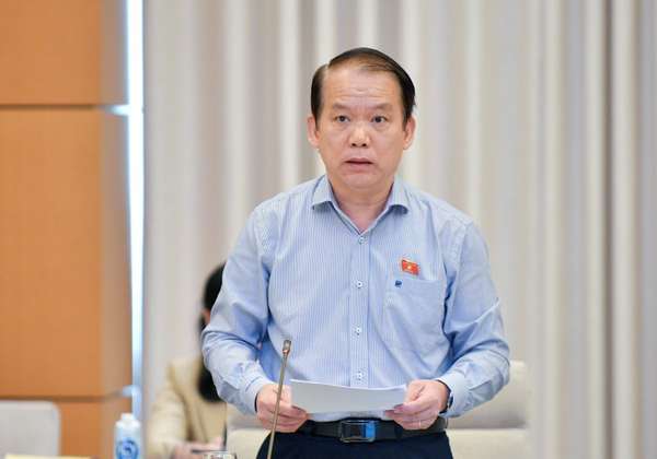 Chủ nhiệm Ủy ban Pháp luật Hoàng Thanh Tùng trình bày báo cáo thẩm tra