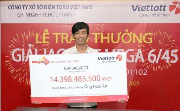 Anh Nguyễn Hoài Ân vừa nhận giải thưởng Jackpot hơn 14 tỷ đồng