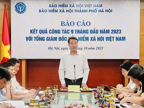 Tổng Giám đốc BHXH Việt Nam Nguyễn Thế Mạnh đã có buổi làm việc với BHXH Thành phố Hà Nội về kết quả công tác 09 tháng đầu năm 2023 và phương hướng nhiệm vụ 03 tháng cuối năm