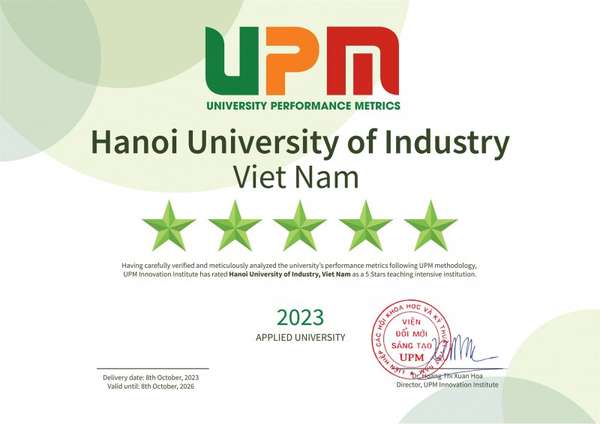 HaUI đạt chuẩn 5 sao Đại học định hướng ứng dụng theo Bảng xếp hạng UPM
