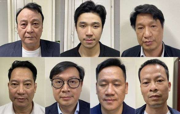 Chủ tịch Tập đoàn Tân Hoàng Minh (trên cùng bên trái) cùng nhóm bị truy tố trong vụ án