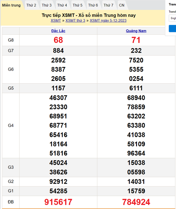 Kết quả Xổ số miền Trung ngày 5/12/2023, KQXSMT ngày 5 tháng 12, XSMT 5/12, xổ số miền Trung hôm nay