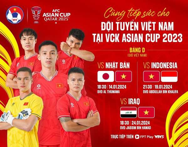Lịch thi đấu Asian Cup 2023 ngày 14/1: Đội tuyển Việt Nam vượt ải Nhật Bản