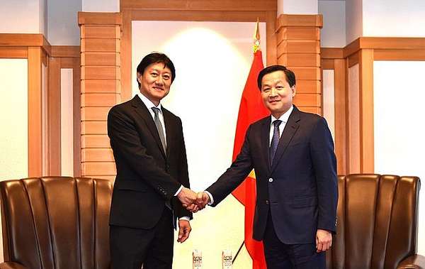 Phó Thủ tướng Chính phủ Lê Minh Khái tiếp Tổng Giám đốc công ty MOECO Harada Hidenori - Ảnh: VGP/Trần Mạnh