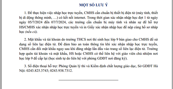 Chi tiết các bước xác nhận nhập học lớp 10 THPT công lập tại Hà Nội
