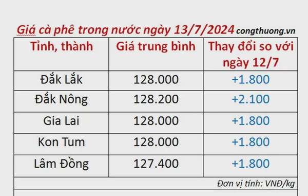 Giá cà phê hôm nay 13/7/2024: Giá cà phê